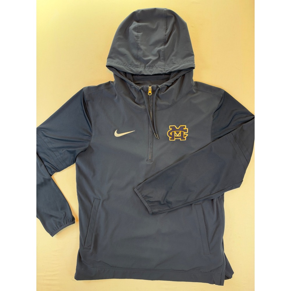 Nike Mens Navy Blue 1/4 Zip Hooded Windbreaker MC Logo DV6757-419 Size M
